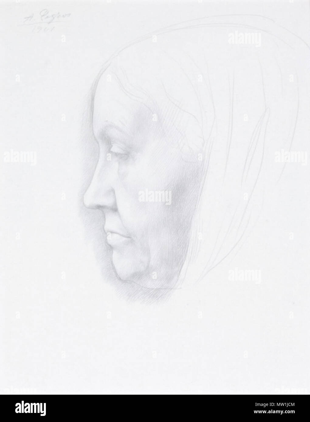 . Portrait d'une femme. Silverpoint, 11 x 9 in. (27,9 x 22,9 cm) . 1901. Alphonse Legros 40 Alphonse Legros - Portrait de femme Banque D'Images