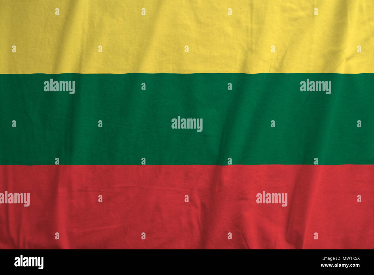 La texture du tissu du drapeau de la Lituanie Banque D'Images
