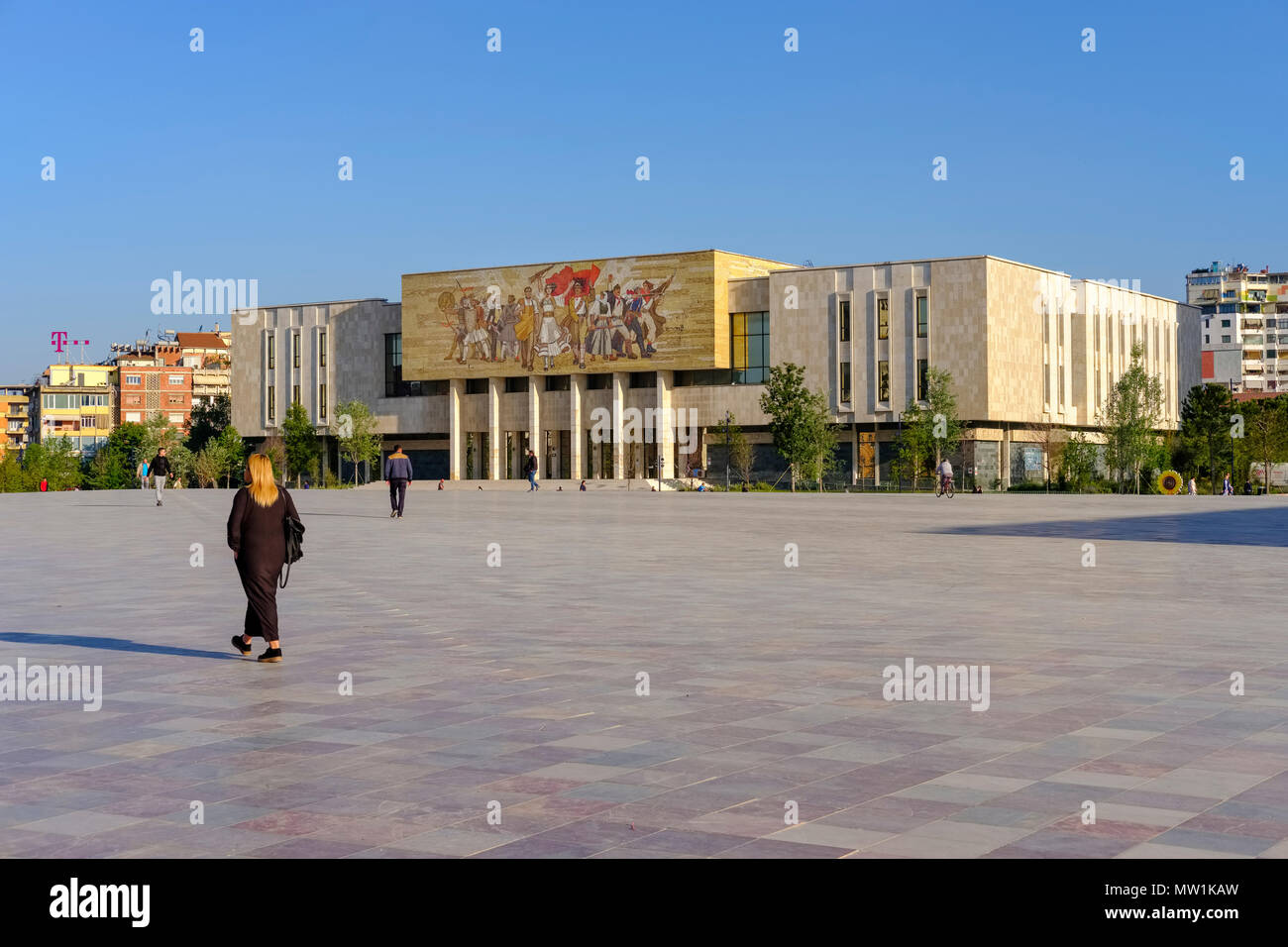 Musée historique national, l'Historik Kombëtar Anniversaire Vaclav Havel, la place Skanderbeg, Tirana, Albanie Banque D'Images