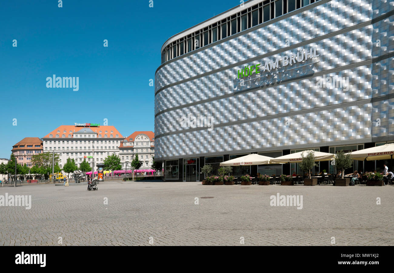 Centre commercial Höfe am Brühl, appelé Blechbüchse, Höfe am Brühl, Leipzig, Saxe, Allemagne Banque D'Images