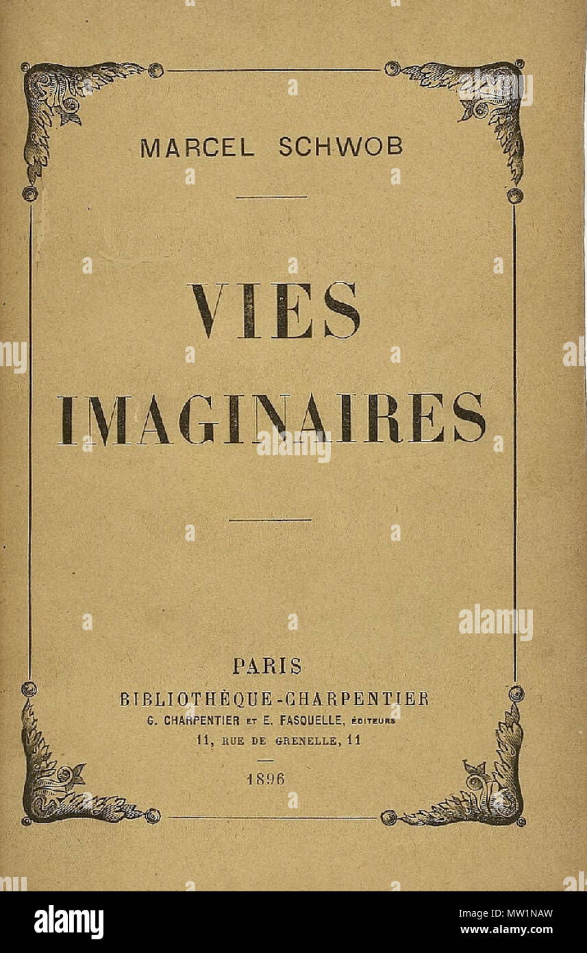 . English : Couverture de l'édition originale de vies imaginaires de Marcel Schwob . 1896. G. Charpentier et E. Fasquelle éditeurs 631 Viesimaginairesschwobcover Banque D'Images