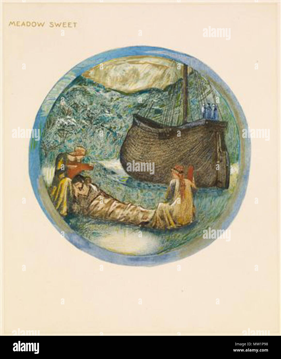 . Anglais : D'après le site Les musées de Birmingham 'Une page de l'édition en fac-similé de Burne-Jones' Fleur livre, l'un des 38 dessins reproduits à l'aquarelle par Henri Piazza et Cie, pour la Fine Art Society, Londres, en 1905." La fleur illustré est « prairie Sweet' . 1905 595 La Fleur Livre - Meadow Sweet Banque D'Images