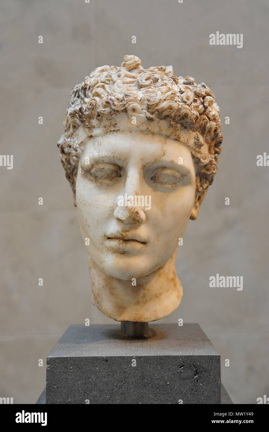 En tête d'un athlète, dans l'ensemble Vue de l'avant, copie romaine après un bronze grec (ca. 138-192 CE), au MET, New York, NY, USA Banque D'Images