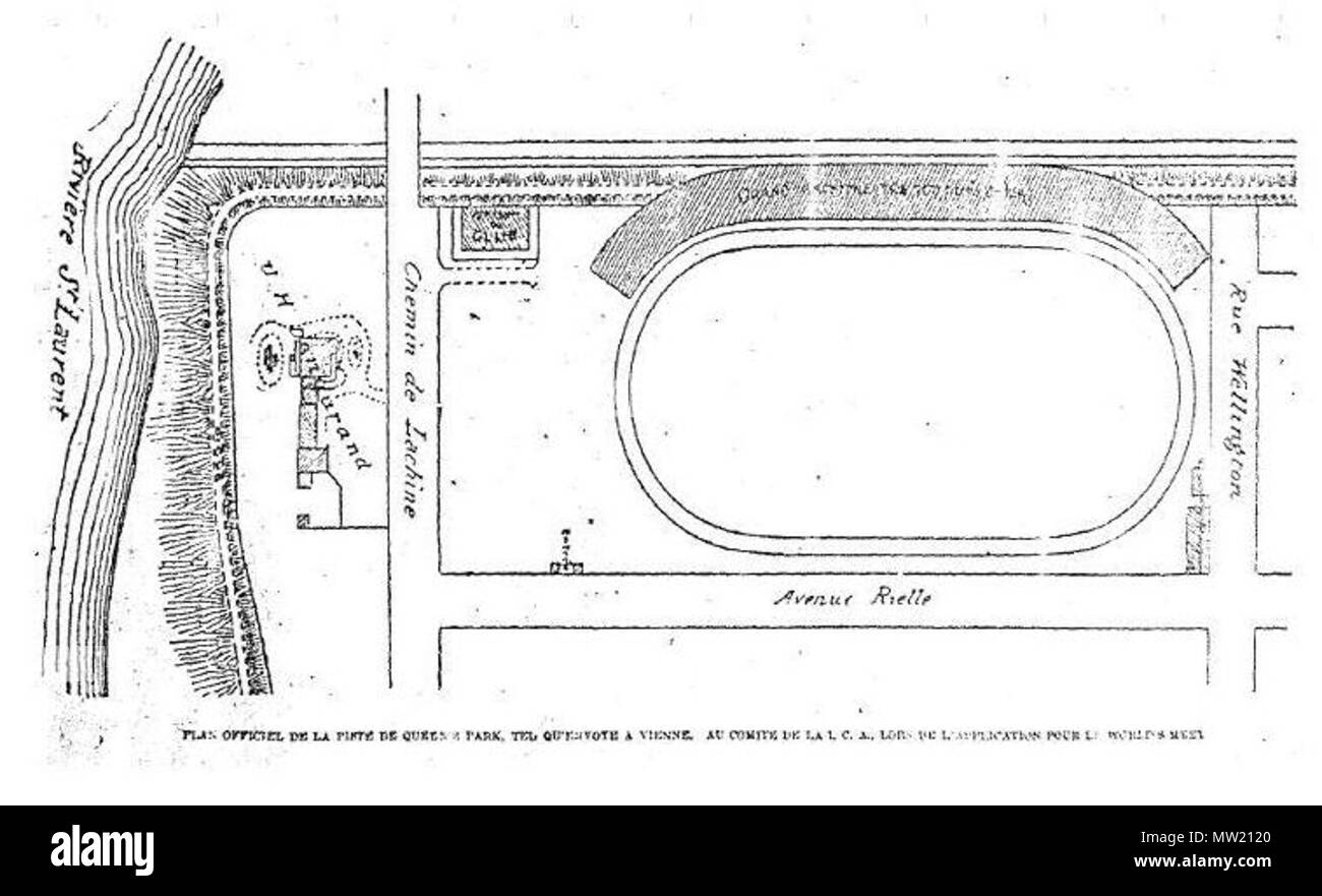 . English : » PLAN OFFICIEL DE LA PISTE DE QUEEN'S PARK, TEL QU'ENVOYÉ À VIENNE, AU COMITÉ DE LA I. C. A., LORS DE L'APPLICATION POUR LE RENCONTRER DU MONDE " Source : LE MONDE, répondre à La Presse, le mardi 6 mai 1899 (page 1). 6 mai 1899. Journal (extrait) 637 Vqpfig1 Banque D'Images