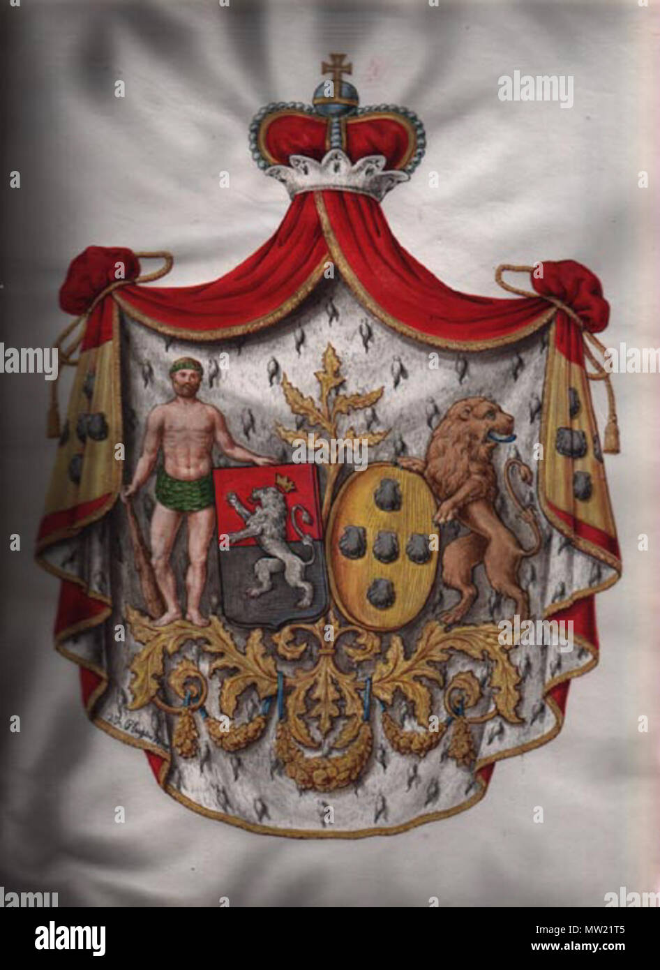 . Nederlands : Wapenschild Koninklijke Van Graaf de Fanfare d'Elissem uir Onze -Lieve-Vrouw-Waver (Sint-Katelijne-Waver) te België . 4 novembre 1859. 641 Inconnu Wapenschild10 Banque D'Images