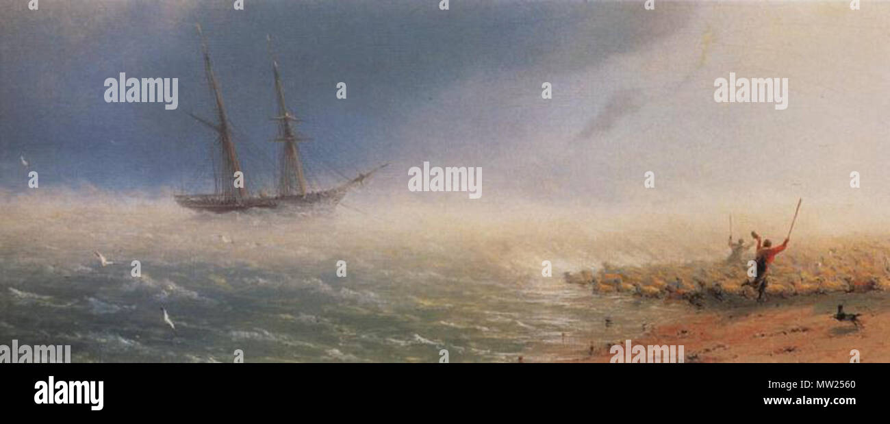 682 Овцы загоняемые бурею, в море - Айвазовский Banque D'Images