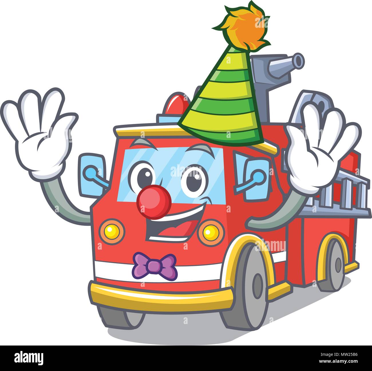 Clown fire truck mascot cartoon Illustration de Vecteur