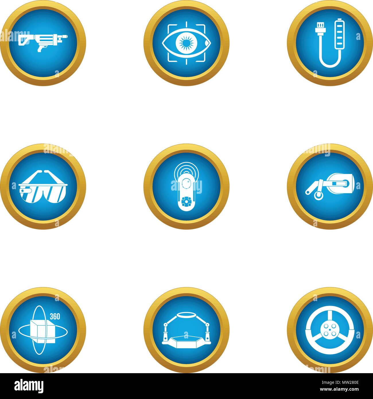 Arme technique icons set, style plat Illustration de Vecteur