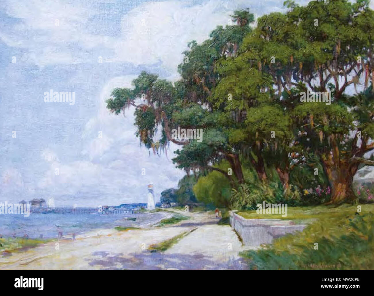 . Woodward peinture de la plage de Biloxi, MS. phare 653 Woodward phare de Biloxi Banque D'Images