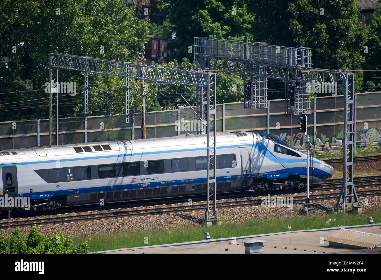 Trains à grande vitesse Pendolino à Gdansk, Pologne. 28 mai 2018 © Wojciech Strozyk / Alamy Stock Photo Banque D'Images