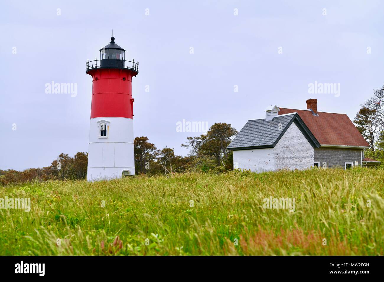 Nauset Beach phare sur le Cape Cod National Seashore près de Eastham, Massachusetts Banque D'Images
