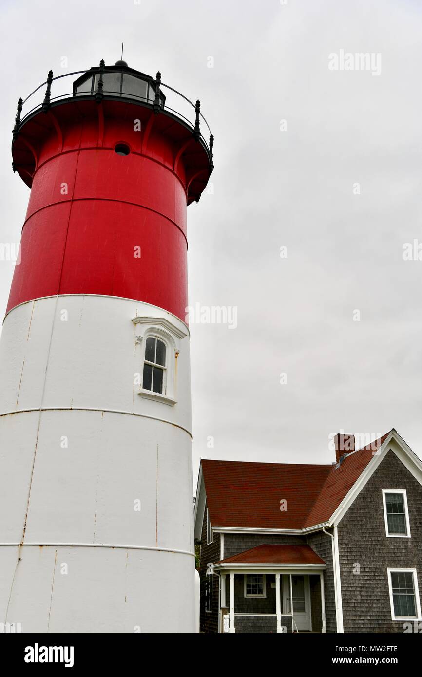 Nauset Beach phare sur le Cape Cod National Seashore près de Eastham, Massachusetts Banque D'Images