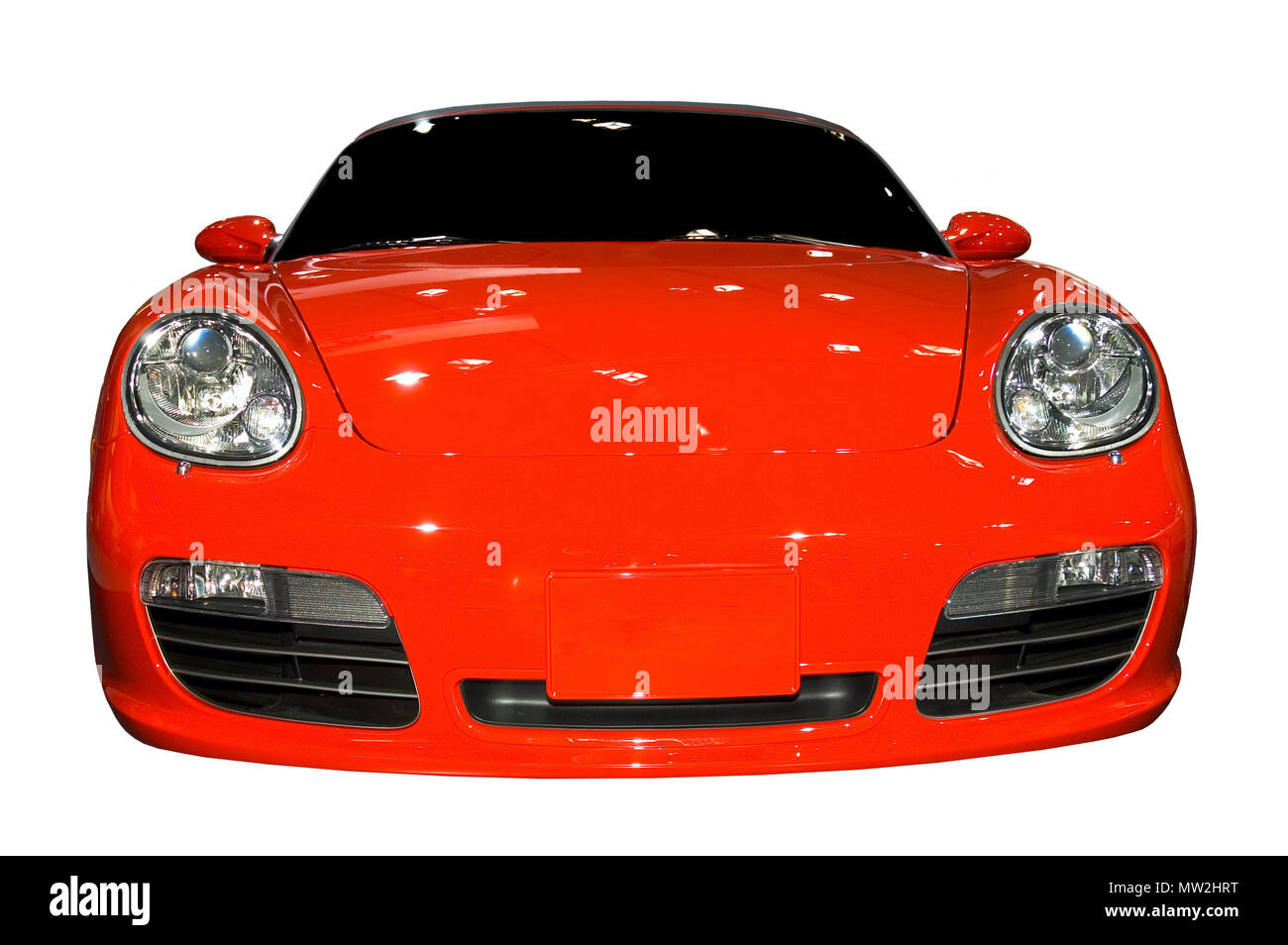 Porsche Boxster voiture de sport rouge isolé sur fond blanc. Vu à l'auto de Détroit 2006, beaucoup plus de voitures dans ma galerie. Banque D'Images