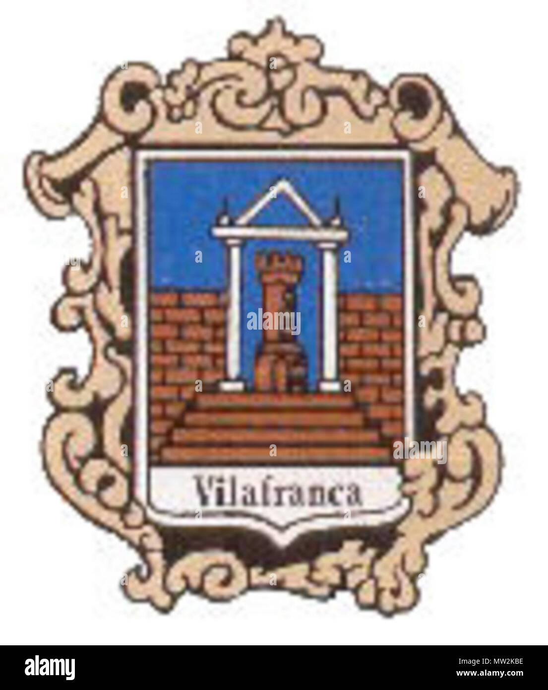 . Escudo de Villafranca de Bonany, en Mallorca (Islas Baleares, Espagne) . 12 décembre 2009. Bibiloni a 633 Vilafranca de Bonany escut Banque D'Images