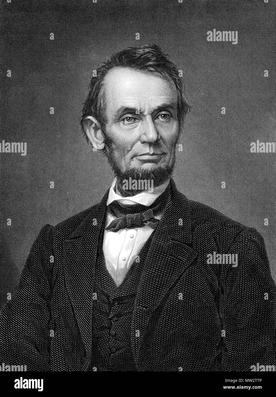 Gravure de Portrait d'Abraham Lincoln de Brady Photographie Banque D'Images
