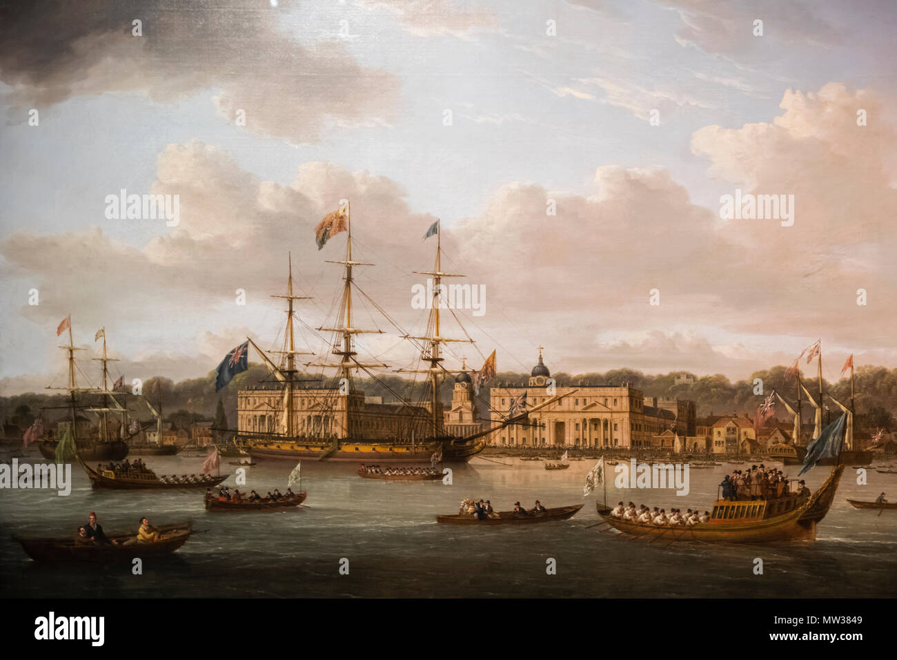 L'Angleterre, la peinture de la Royal Yacht Royal George par W.Anderson daté 1820 Banque D'Images