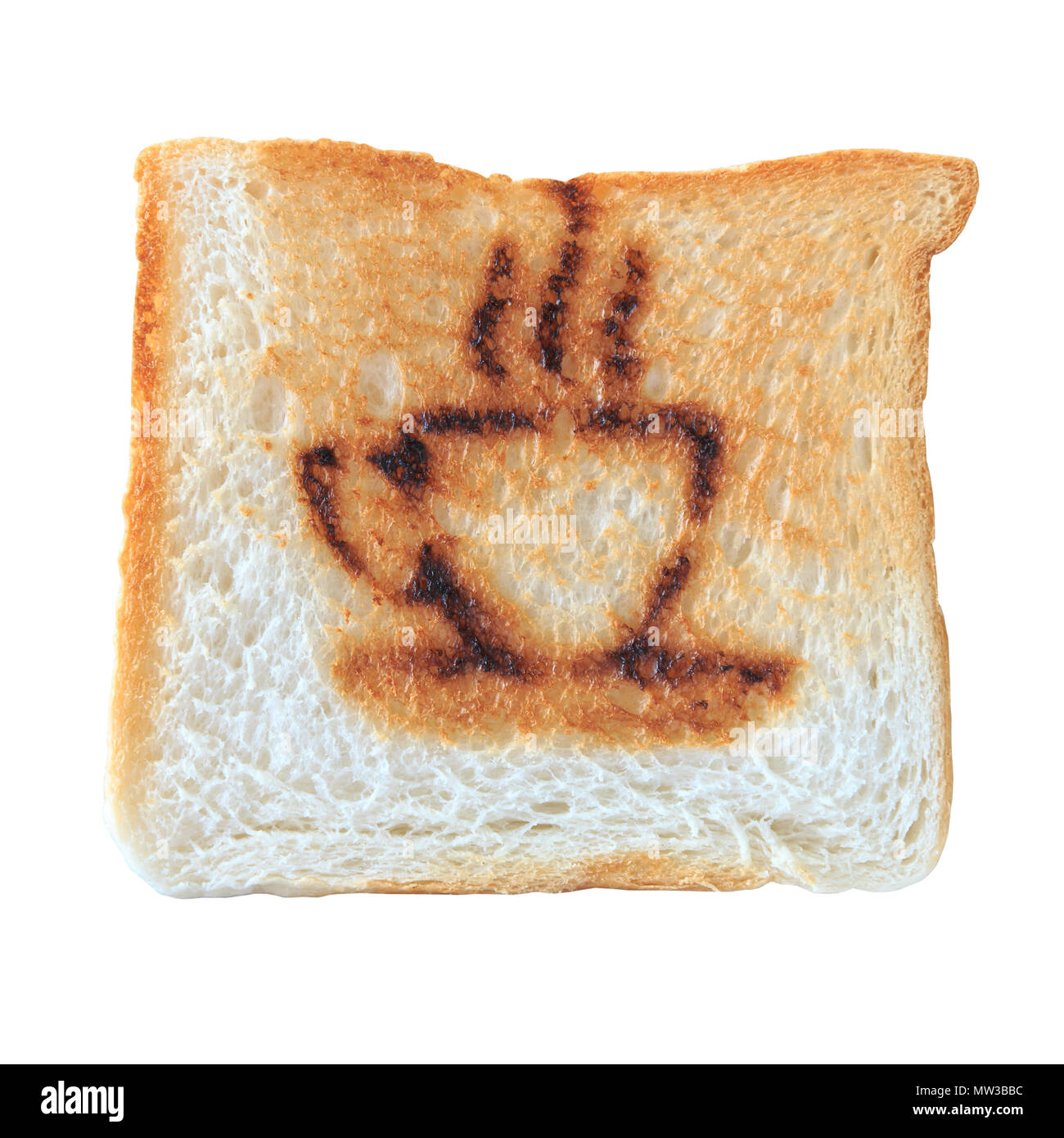 Marque de brûlure de café sur du pain grillé sur lave Banque D'Images