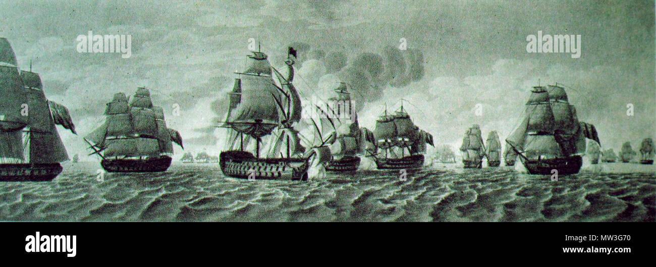 . Deuxième phase de la lutte de l'amiral Cornwallis : l'attaquant français HMS Mars 1 2 3 . Non spécifié, début du xixe siècle. 143-IMG 5900 Cornwallis Banque D'Images