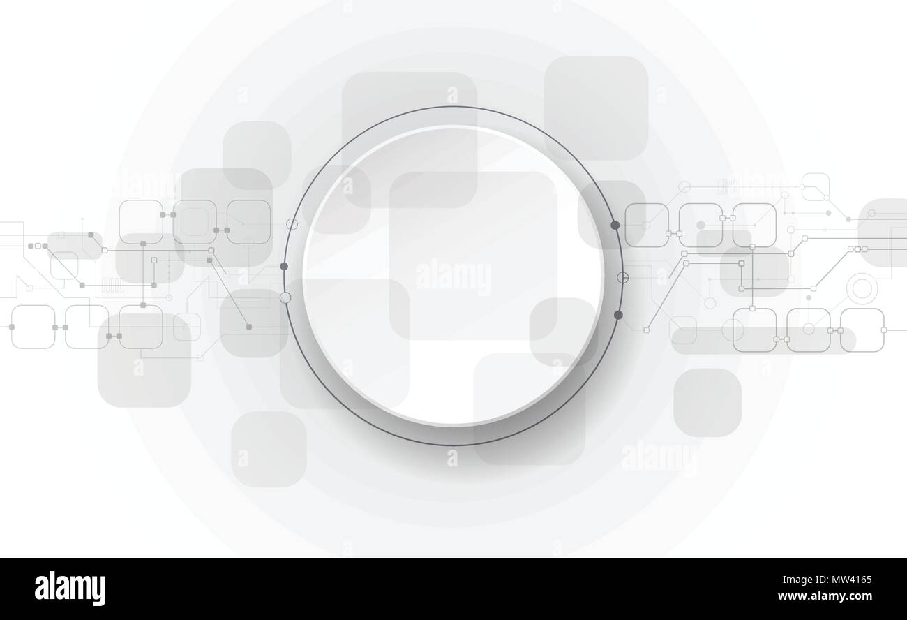 Vector illustration abstract futuristic, du circuit imprimé sur fond gris clair, moderne hi-tech la technologie numérique concept. Blank white 3d circ Illustration de Vecteur