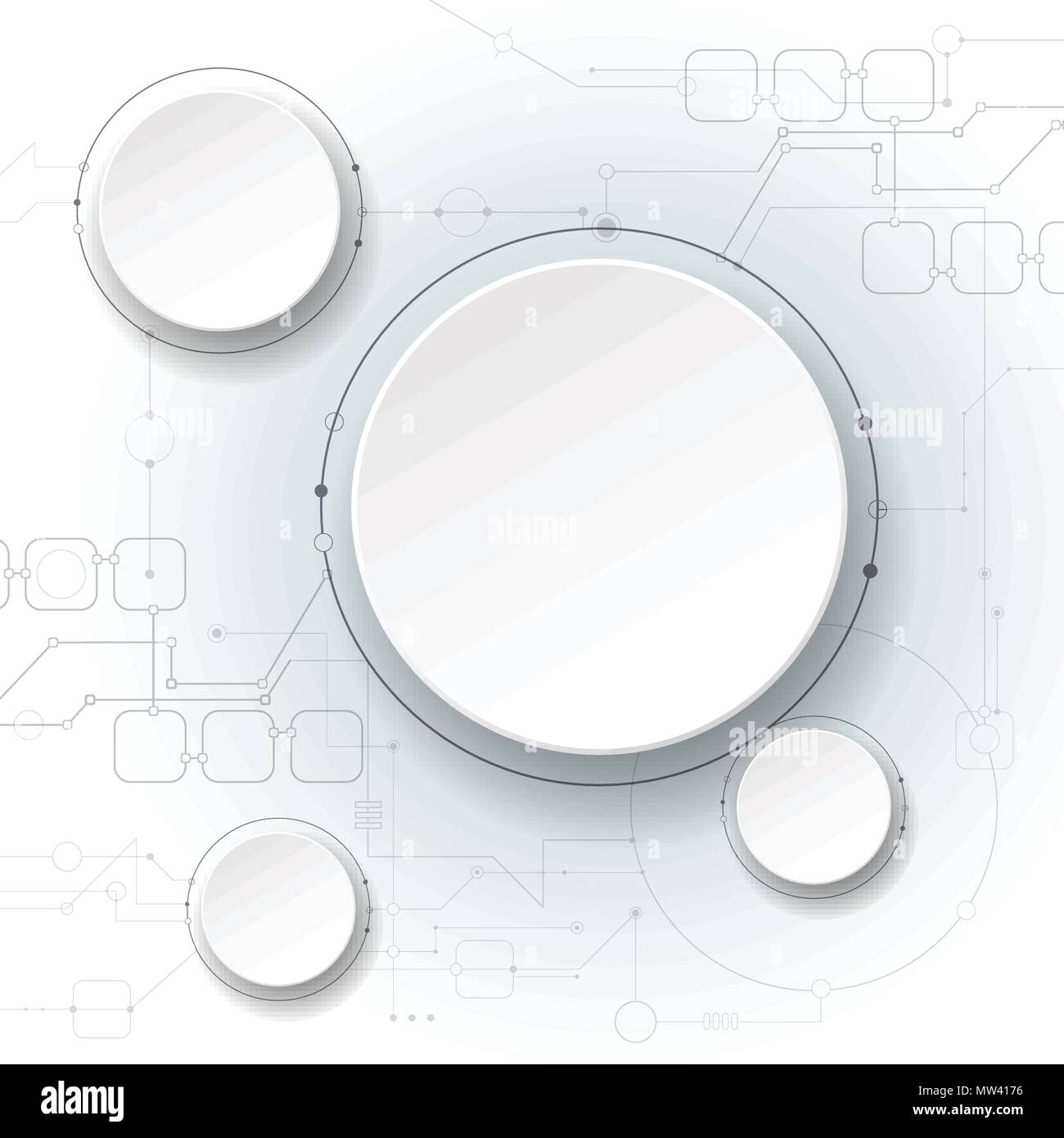 Vector illustration abstract futuristic, du circuit imprimé sur fond gris clair, moderne hi-tech la technologie numérique concept. Blank white 3d circ Illustration de Vecteur