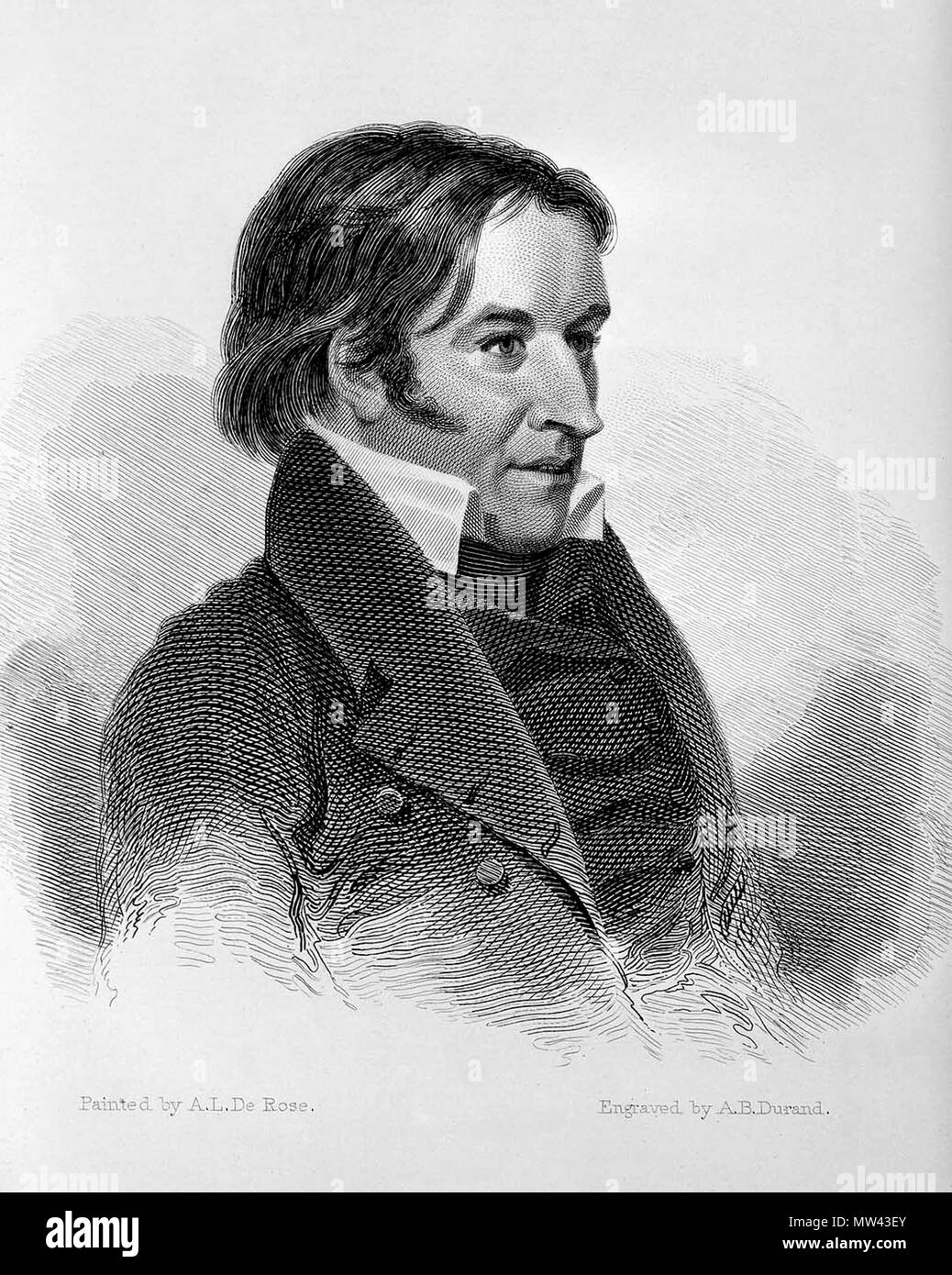 . Davy Crockett . Date inconnue. Peint par I.A. De rose, gravé par Asher B Durand 154 Davy Crockett gravure par Asher B Durand Banque D'Images