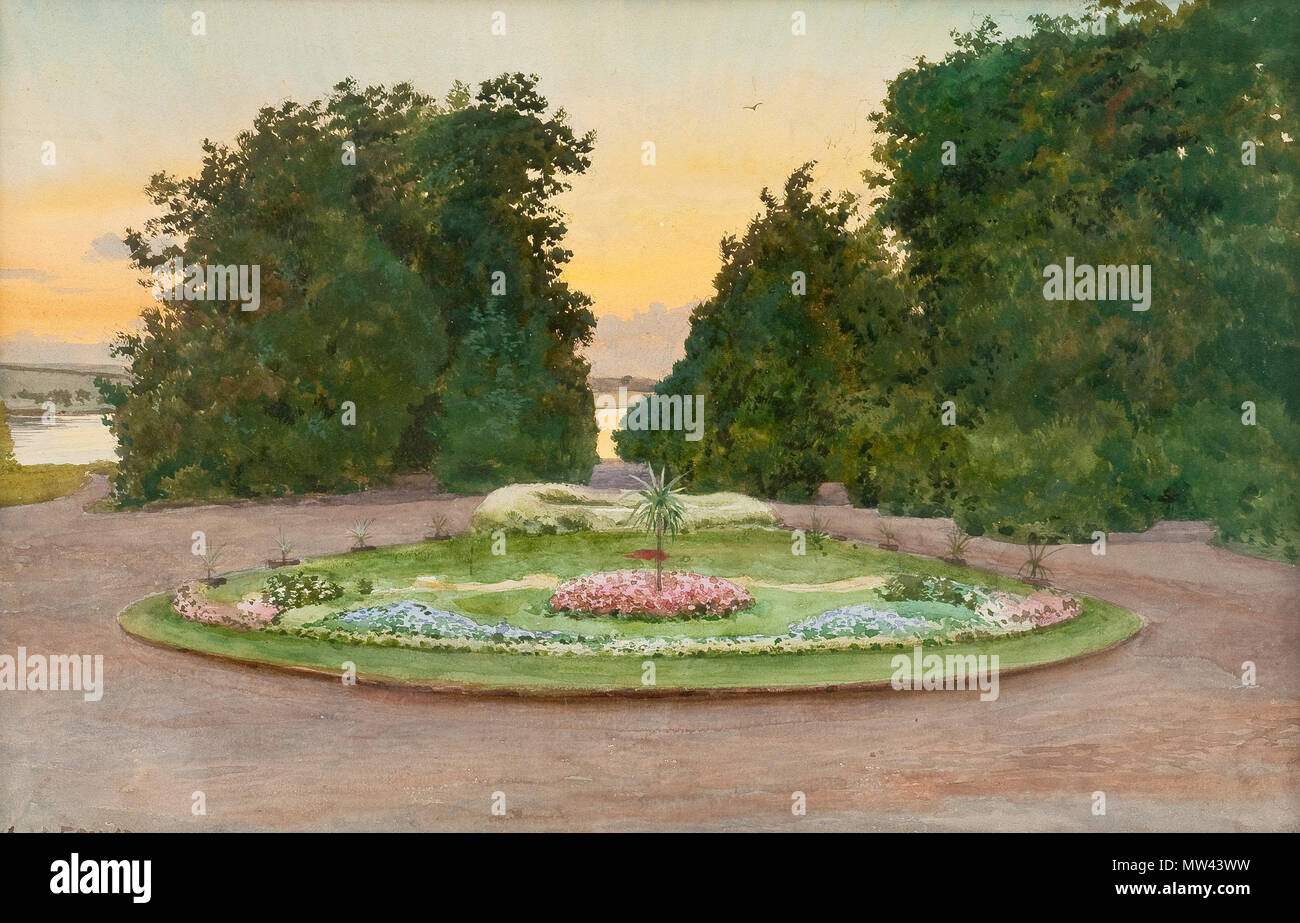 . Anglais : ALBERT NIKOLAEVITCH BENOIS, LE SOIR DANS LE PARC. Signe. Aquarelle, 31,5x48 cm. 10 novembre 2010, 19:51:42. Albert Nikolaevitch Benois (1852-1936) 32 ALBERT NIKOLAEVITCH BENOIS, LE SOIR DANS LE PARC Banque D'Images