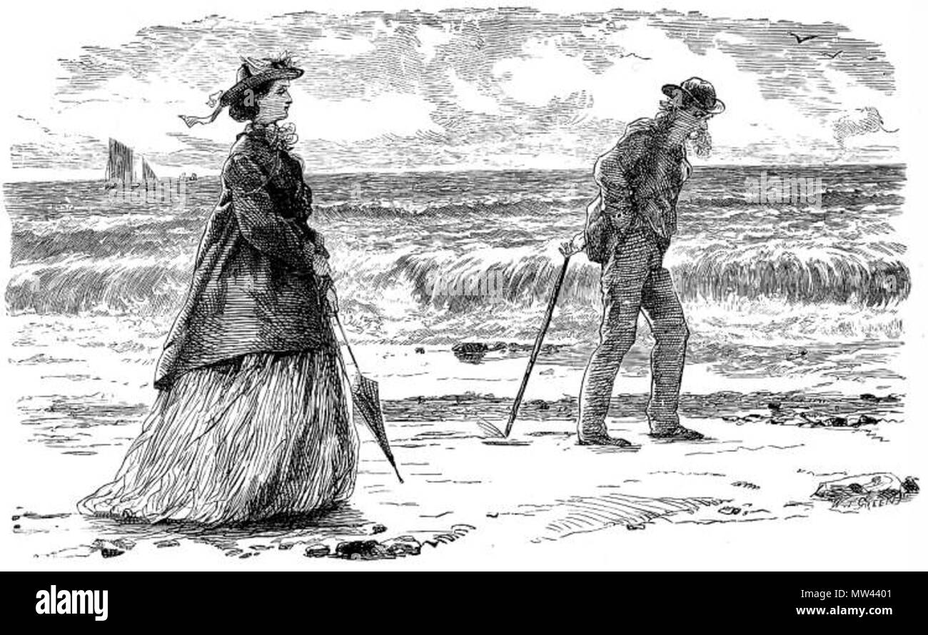 . Anglais : M. et Mme Lammle ont marché pendant un certain temps sur l'exploitation des sables bitumineux de Shanklin . 15 novembre 2010, 15:11:13. Marcus Stone 596 The Happy Pair (Mr et Mme Lamnle) Banque D'Images