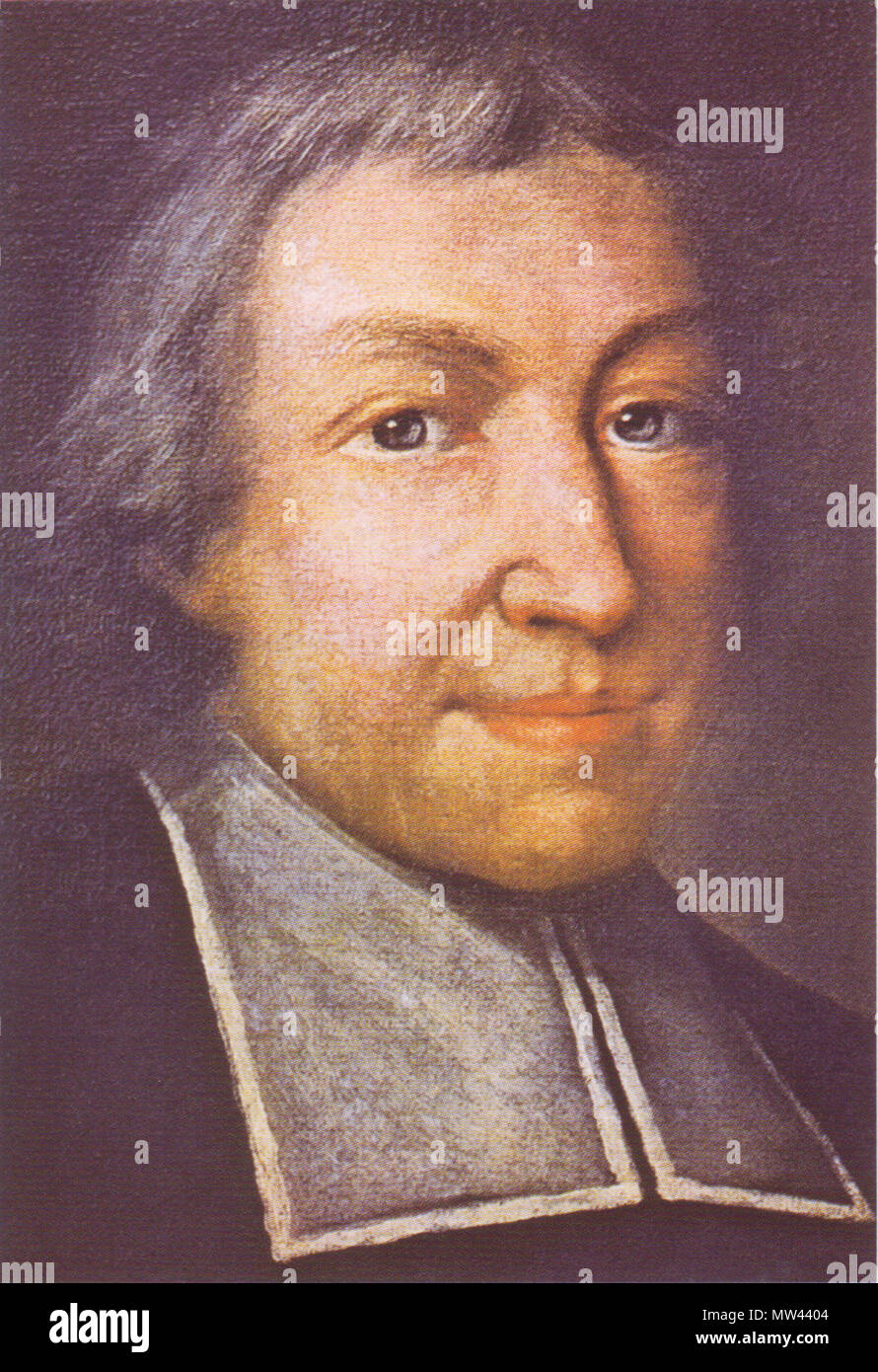 . C'est le portrait officiel de Saint Jean-Baptiste de La Salle, fondateur des Frères des Écoles Chrétiennes. C'est par Pierre Leger et a été désigné à la portrait officiel de lui pour la congrégation. Date inconnue. Pierre Leger 157 DeLasalle Leger Banque D'Images