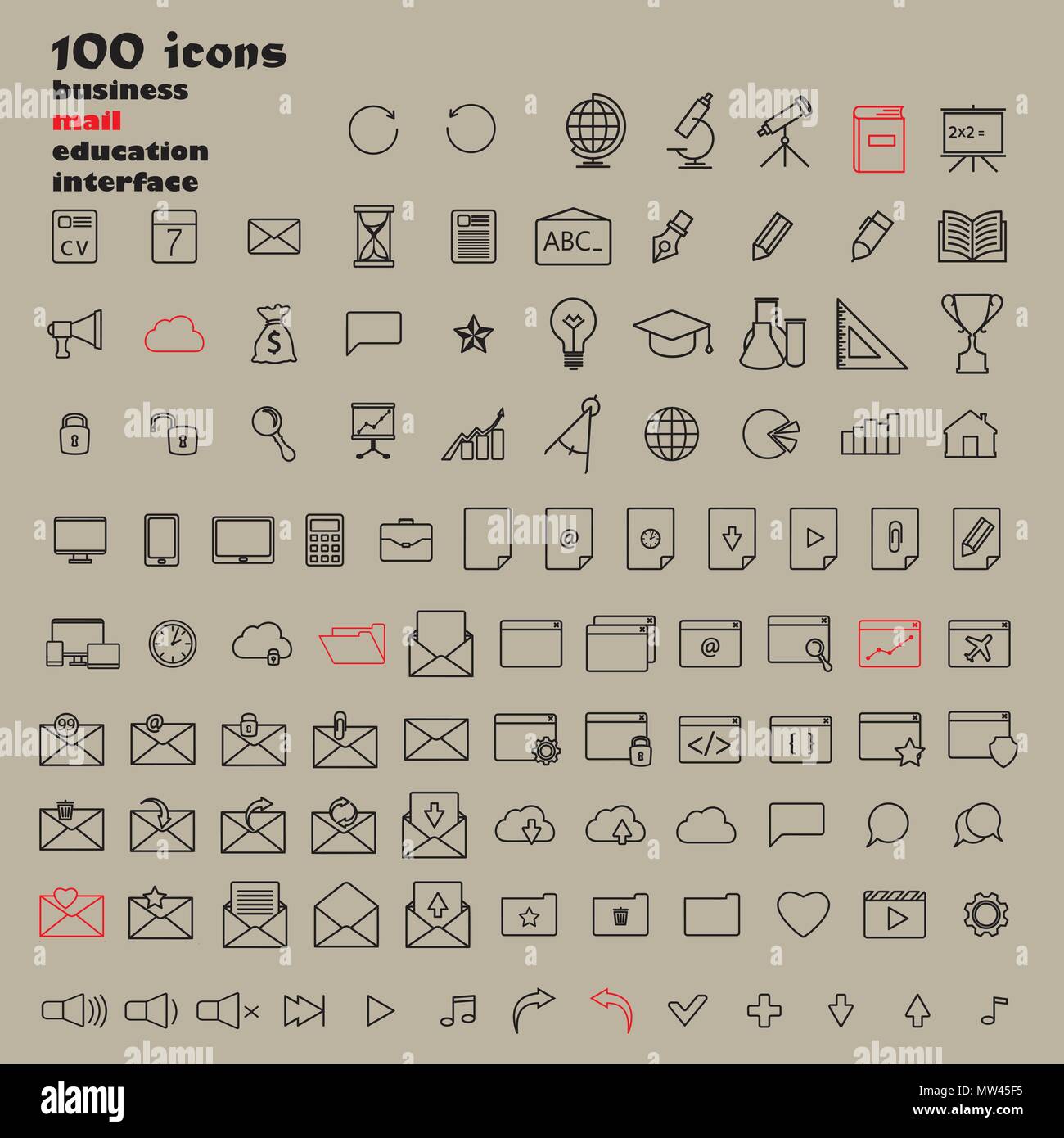 Jeu de course léger moderne minimale 100 Icônes noires Illustration de Vecteur