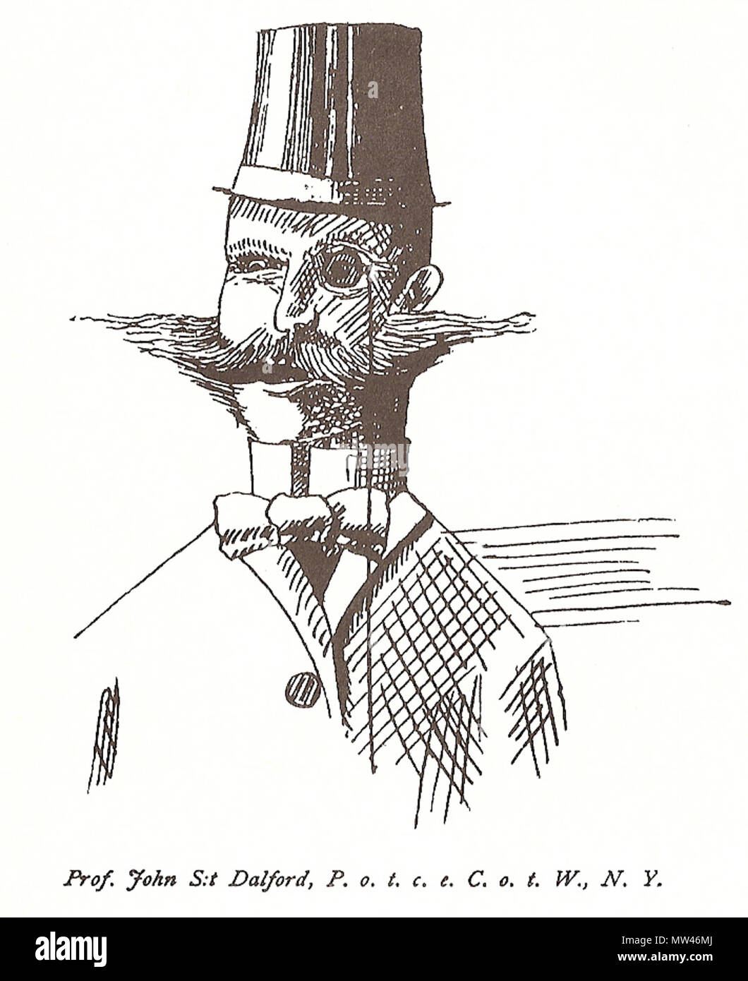 . Anglais : l'image en noir et blanc (ou l'illustration du livre) est censé montrer le caractère principal de l'histoire, a dit le professeur John S:t Dalford Precident de //, l'ingénieur-conseil C:o du Monde / NEW YORK). 1893. Illustratörens nom ej ej, prix en författarens Heller (mer än 'Tomas') 503 M. John s-t Dalford Banque D'Images