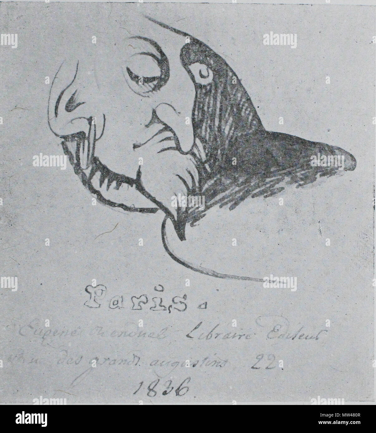 . Anglais : l'un des 17 dessins par Louis Bertrand lui-même dans la Biblioteque de la Ville d' Angers Angers, France . 30 août 2011, 13:14:06. Louis Bertrand 82 Bertrand dessin 1 Banque D'Images