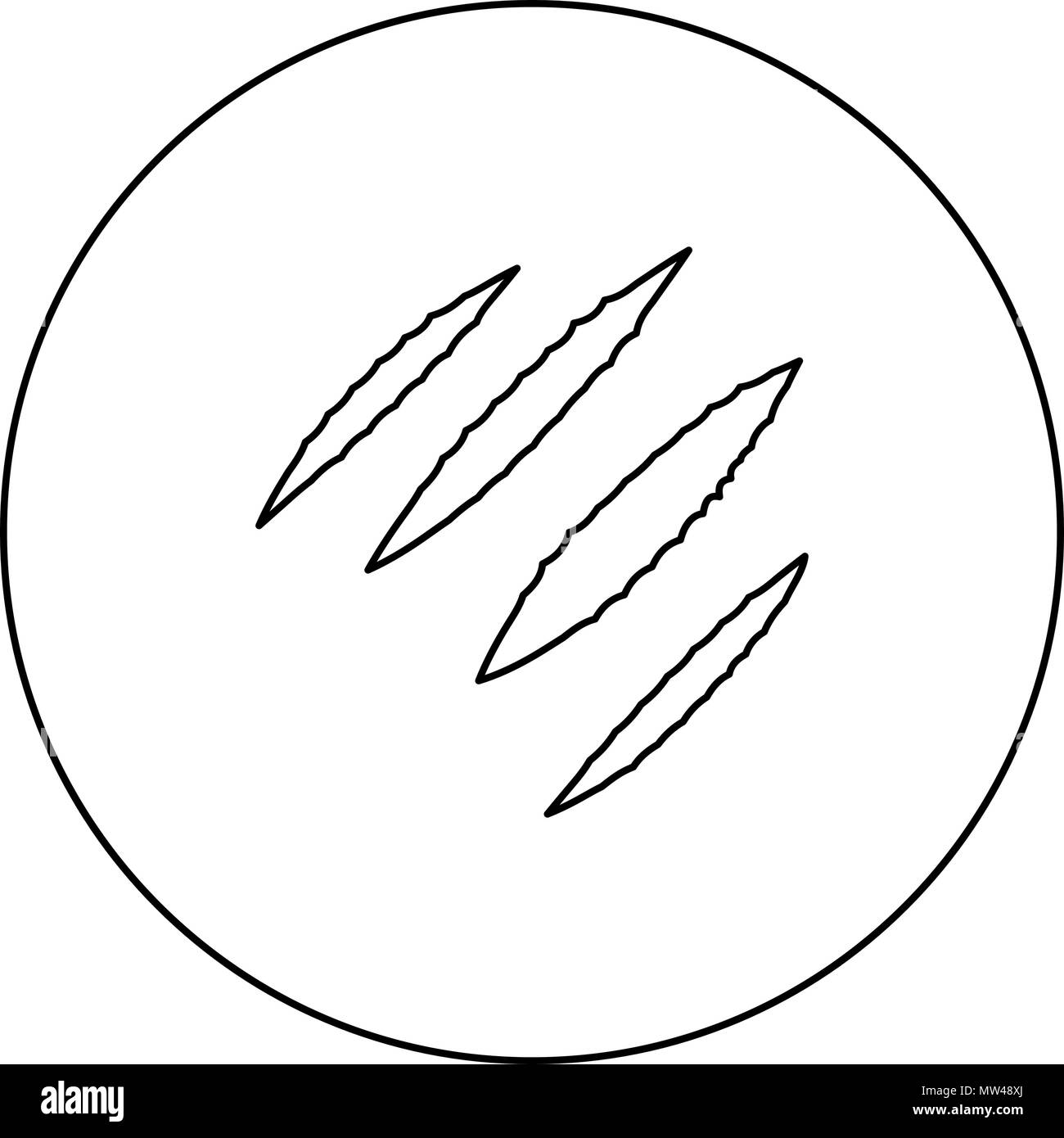 Sentier des griffes icône noire au contour du cercle je vector isolated Illustration de Vecteur