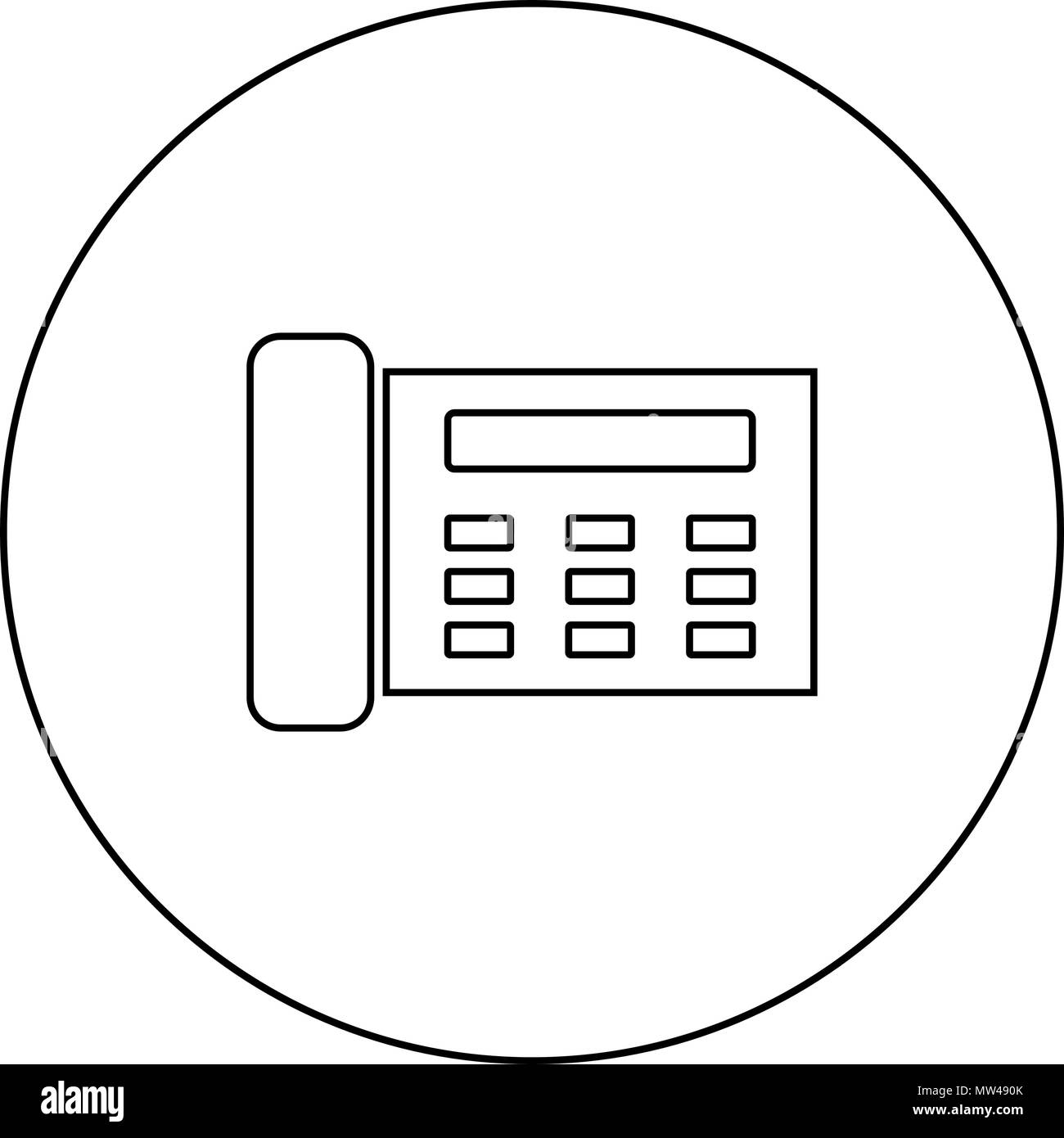 Fax icône noire au contour du cercle je vector isolated Illustration de Vecteur