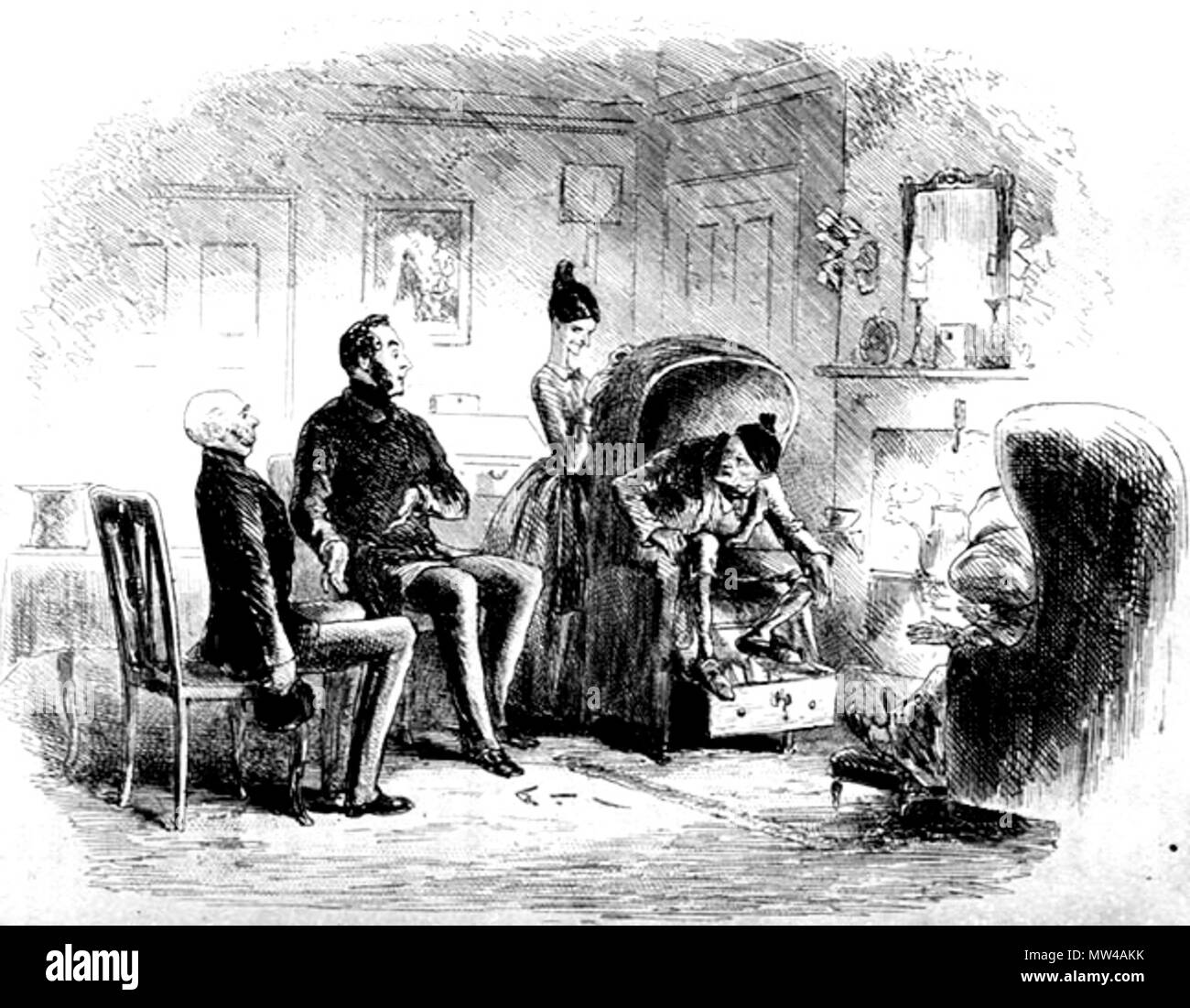 . Anglais : M. Smallweed brise le calumet de la paix par 'Phiz' (Hablot Knight Browne) pour Bleak House, p. 338 (ch. 3, "un tour de vis"). 4 x 5 3/16 pouces. 6 février 2012, 15:17:01. Hablot Knight Browne (Phiz) 427 M. Smallweed brise le calumet de la paix Banque D'Images