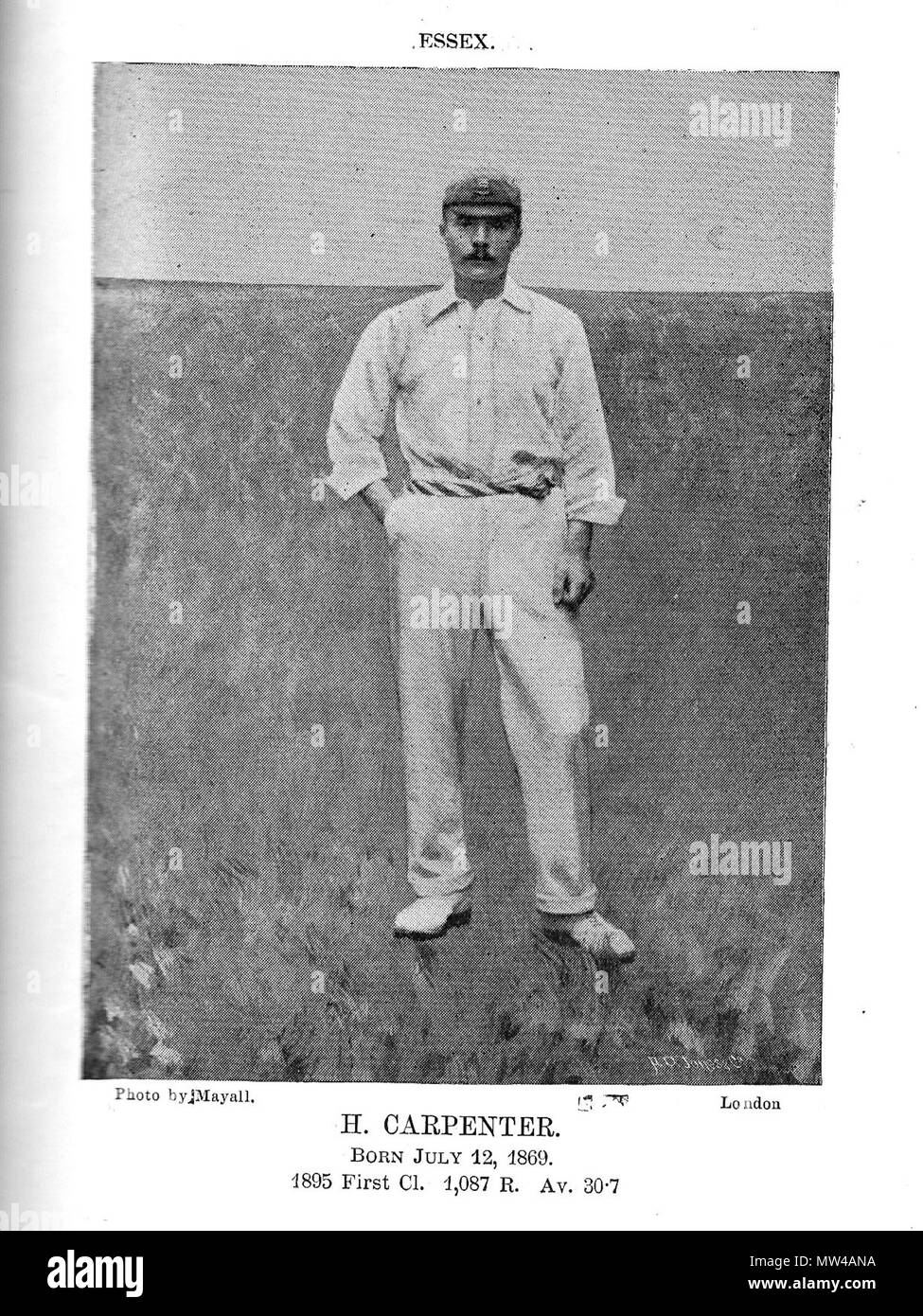 . Anglais : Un scan d'Essexcricketer Herbert Carpenter à partir d'un livre intitulé célèbre Cricket datée du 1896 . 12 février 2012. Northmetpit 275 Herbert Carpenter Banque D'Images
