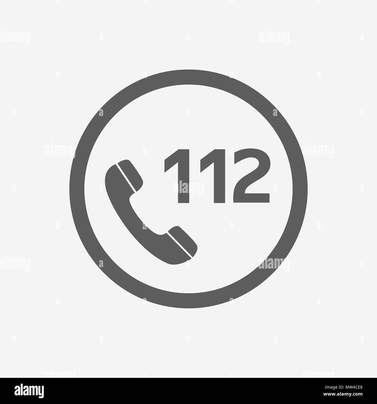 Appel d'urgence 112 Icône Vecteur Illustration de l'application mobile et Web Backround blanc isolé.Ui Ux Illustration de Vecteur