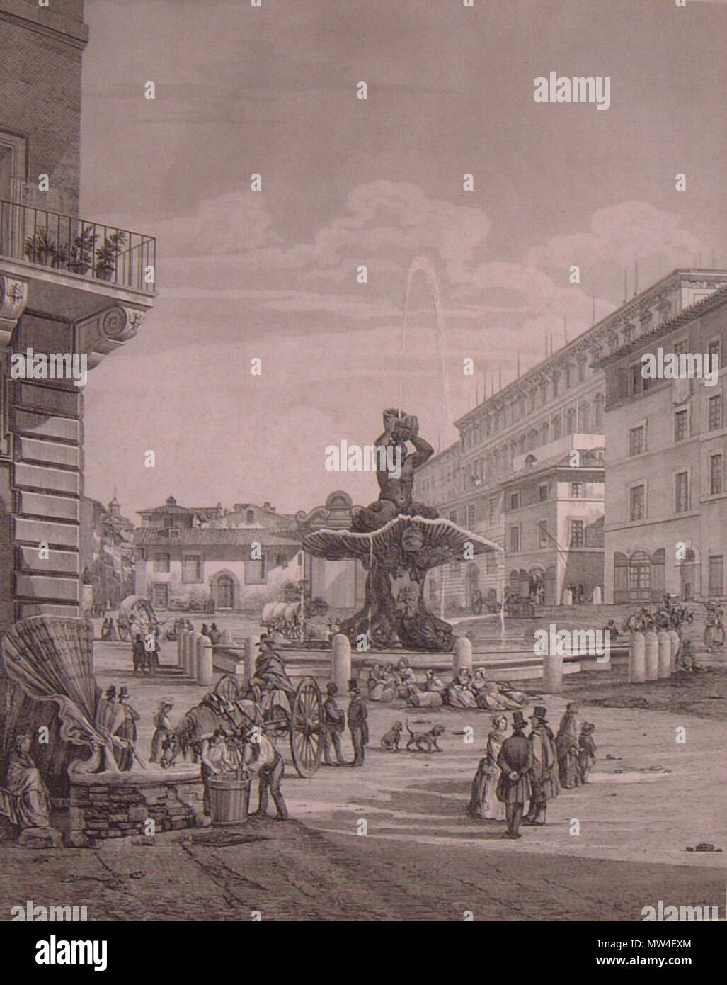 . Anglais : Luigi Rossini, vue sur la Piazza Barberini, 1848. 19 mai 2005, 11:55:33. Fabio Fiorani 381 Luigi Rossini-Piazza Barberini Banque D'Images