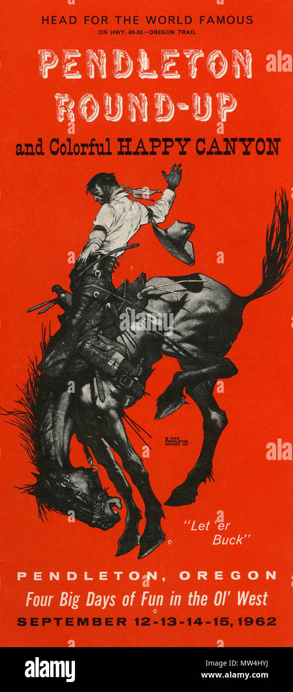 . Anglais : Pendleton Round-Up Poster "Let 'er Buck' . 1962. Wallace smith 475 Pendleton Round-up poster Banque D'Images