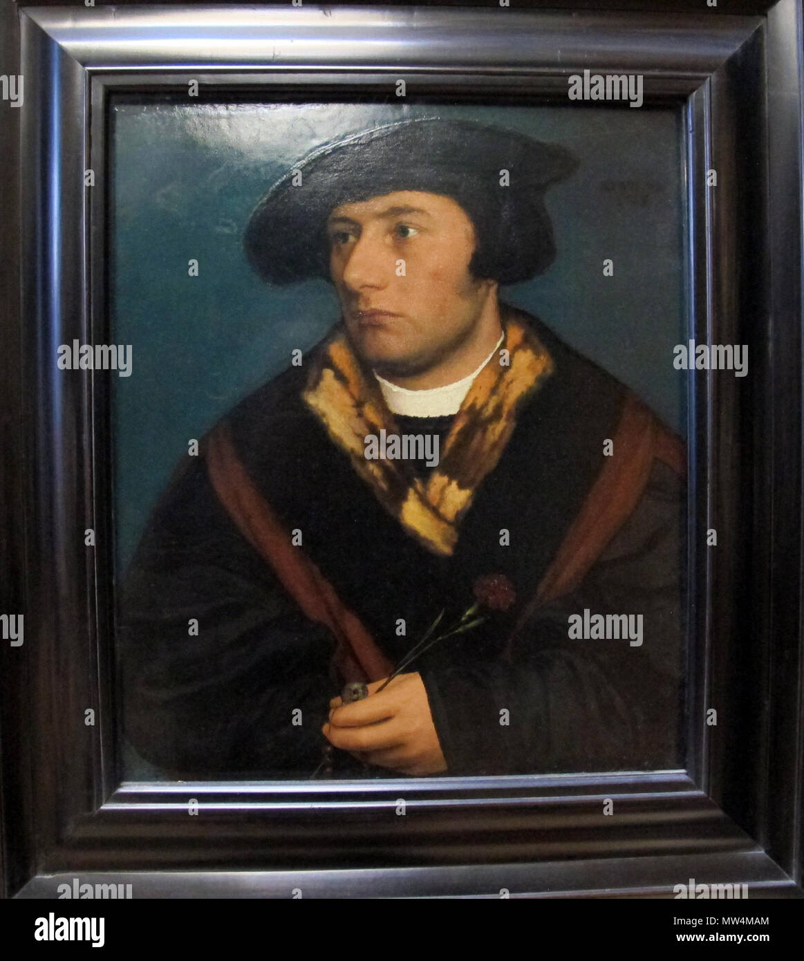 . Portrait d'un homme âgé de 25 ans . Italiano : pittura tedesca al Louvre, Paris . 15 novembre 2013, 10:14:16. Sailko 129 Christoph Amberger (ambito), Ritratto di un uomo di 25 anni, 1528 Banque D'Images