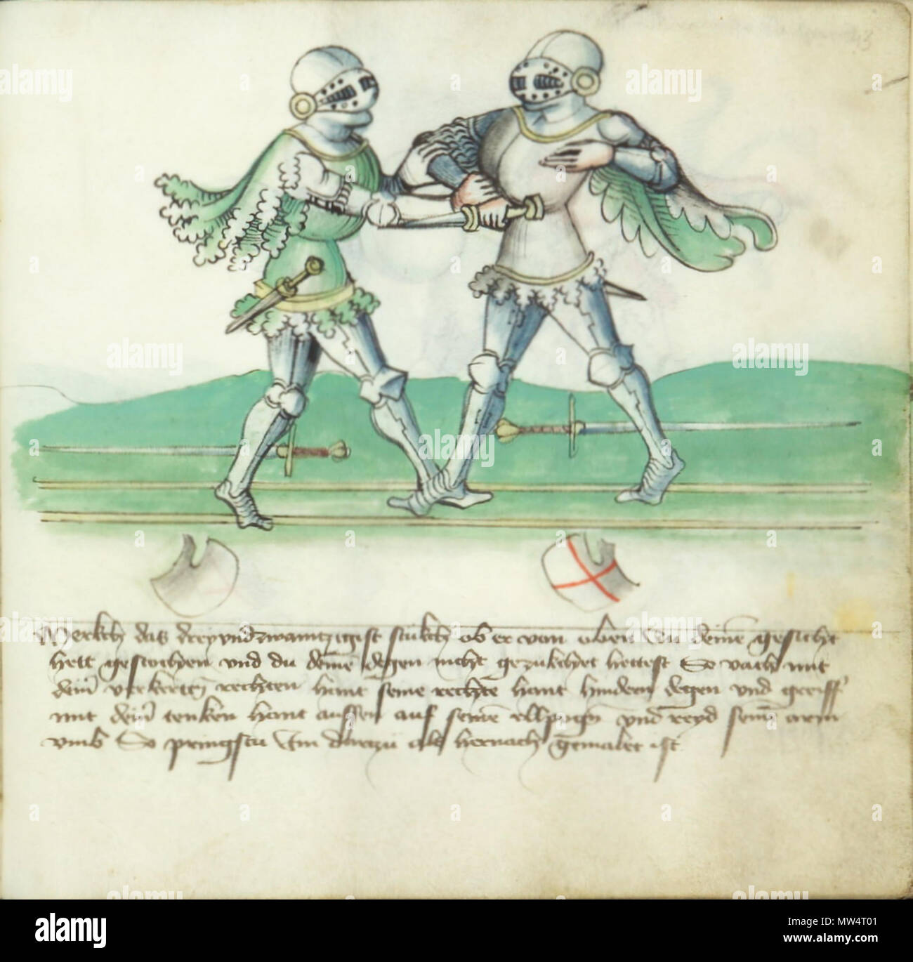 . Anglais : De la wikipedia:Kunsthistorisches Museum Mme KK5013, intitulé Gladiatoria après l'inscription au début de la wikipedia:Bibliothèque Jagellonne Mme Germ.Pinte.16 (un autre exemplaire du manuscrit). 12 septembre 2005, 00:29:08. 429 anonyme Mme KK5013 43r Banque D'Images