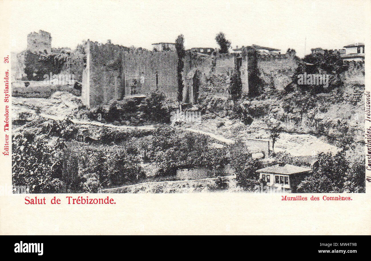 . Anglais : Carte postale par Osman Nuri présentant des anciennes fortifications de Trabzon, Turquie. 21 juillet 2014, 17:34:41. Theodore Stylianidis 44 anciennes fortifications de Trébizonde Banque D'Images