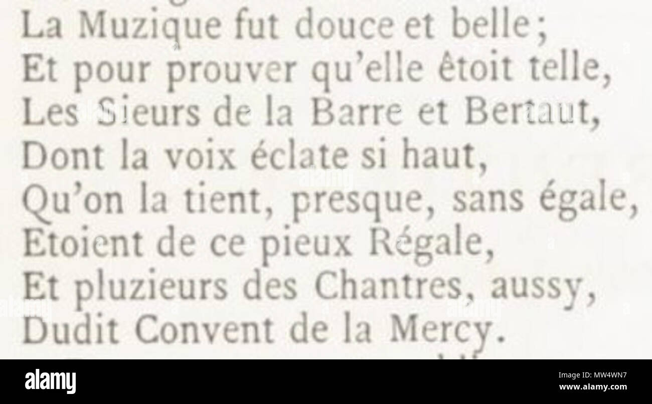 . English : Extrait de la Muze historique de Loret, 1658 . 1 août 2015, 11:03:05. Jean Blaise 86 Loret Berthod Banque D'Images