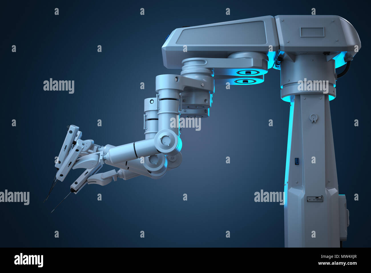 Le rendu 3d la chirurgie robot machine avec quatre bras Banque D'Images