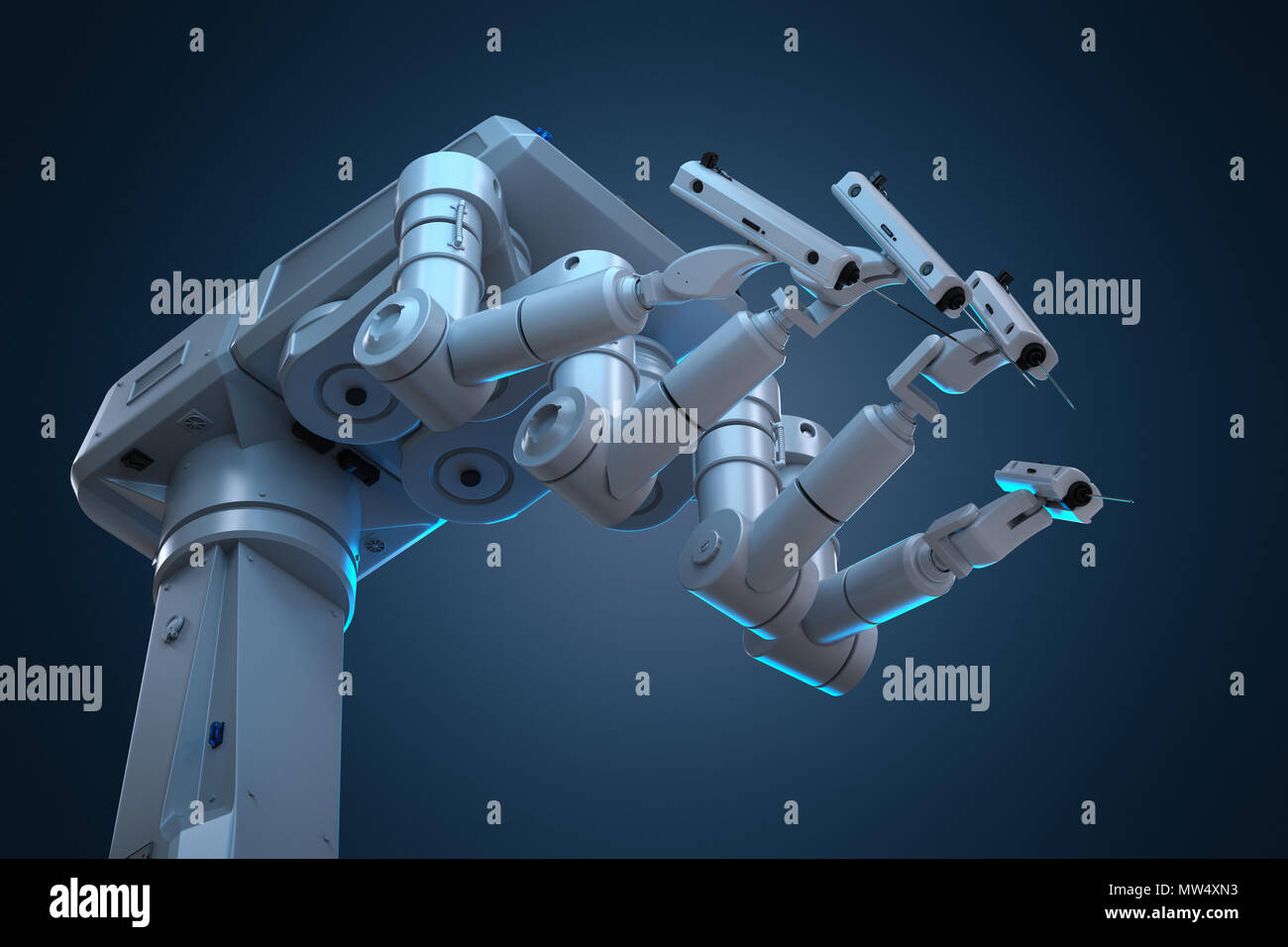 Le rendu 3d la chirurgie robot machine avec quatre bras Banque D'Images