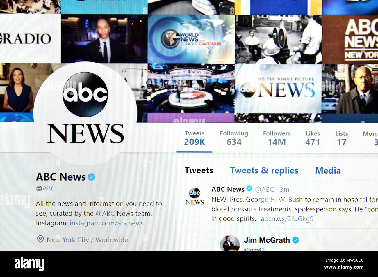 ABC News Twitter page (2018) Banque D'Images