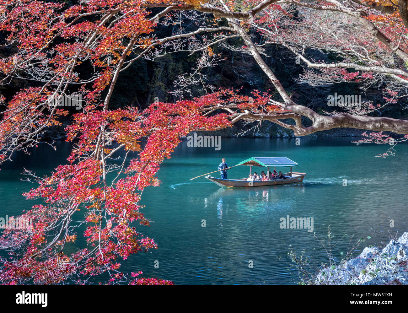 Le Japon , la ville de Kyoto, Arashi Yama , les feuilles d'automne Banque D'Images