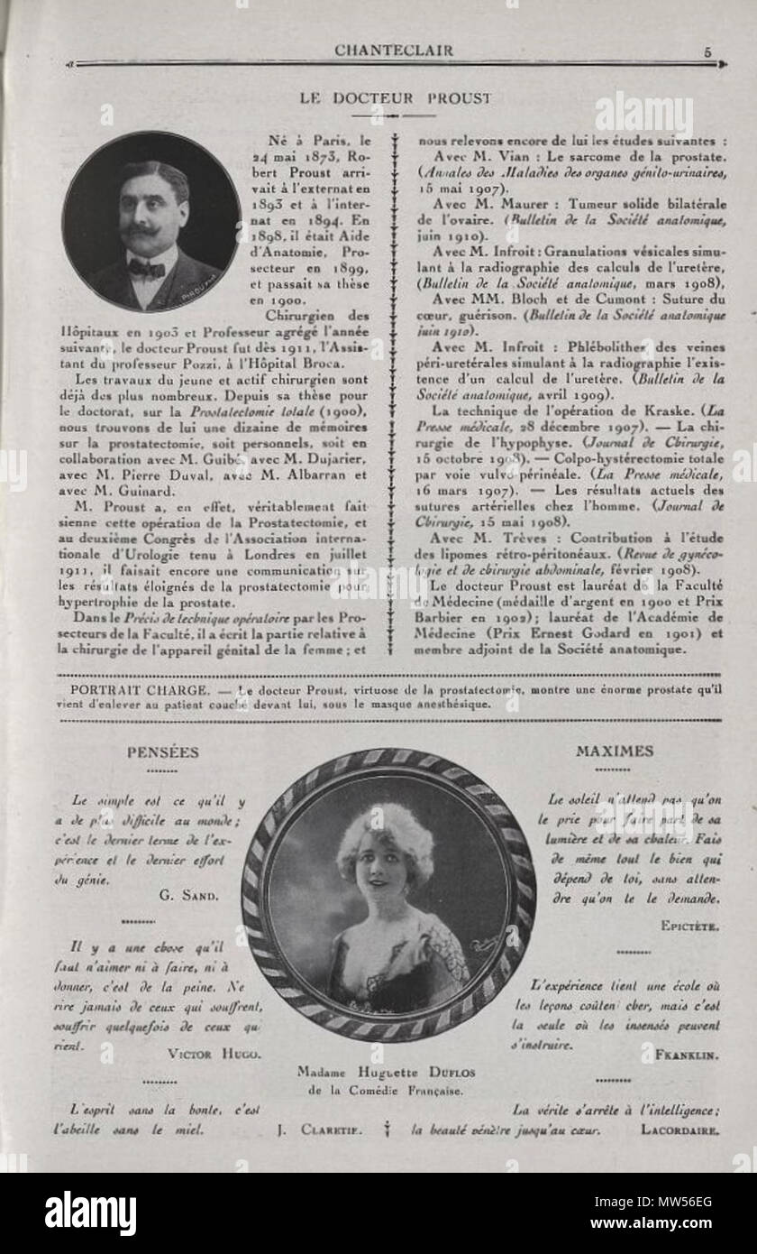 . English : Docteur Proust Chanteclair . - 1922. - 17e année pour établir des liens vers ce document, utiliser les URL ci-dessous : Livre http://www.biusante.parisdescartes.fr/histmed/medica/cote ?chanteclx1922x12 Http://www.biusante.parisdescartes.fr/histmed/medica/page ?chanteclx1922x12&p =61 : Page : Licence ouverte . 20 juin 2015, 01:03:08. 165 anonyme Docteur Proust Chanteclair Banque D'Images