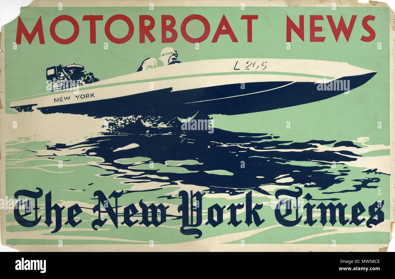 . Anglais : Représentation graphique, pour le New York Times. 27 janvier 1935. Vincent Schofield Wickham 426 Bateau à moteur News Sérigraphie par Vincent Schofield Wickham Banque D'Images