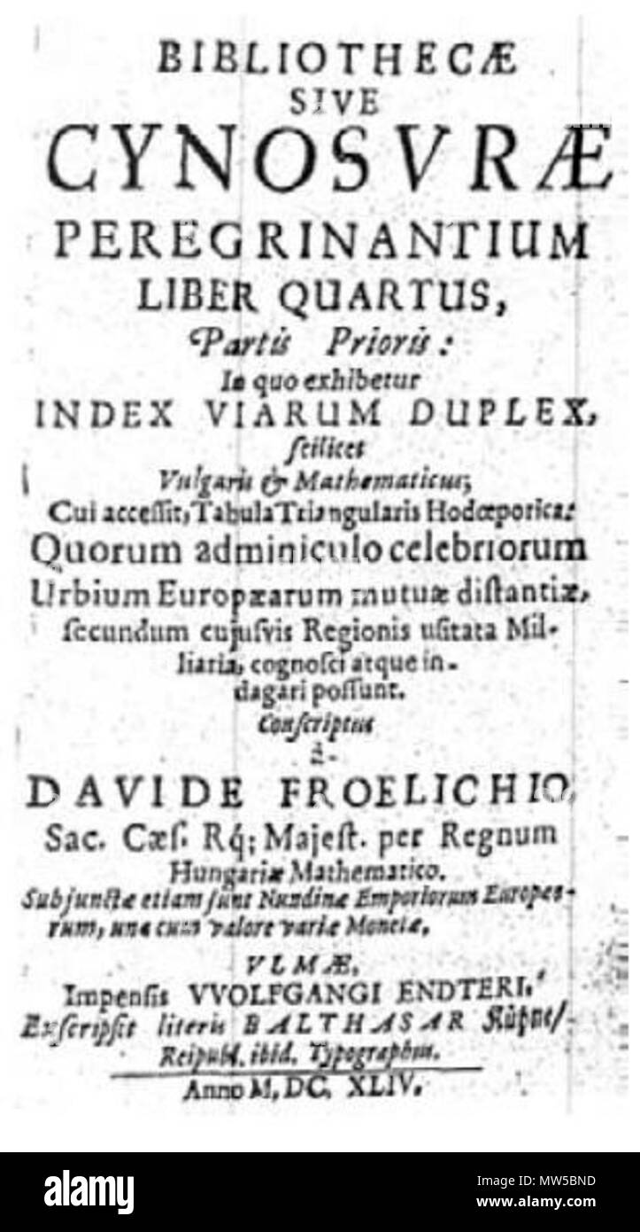 154 David Frölich Cinosura seu Bibliotheca Viatorum Banque D'Images