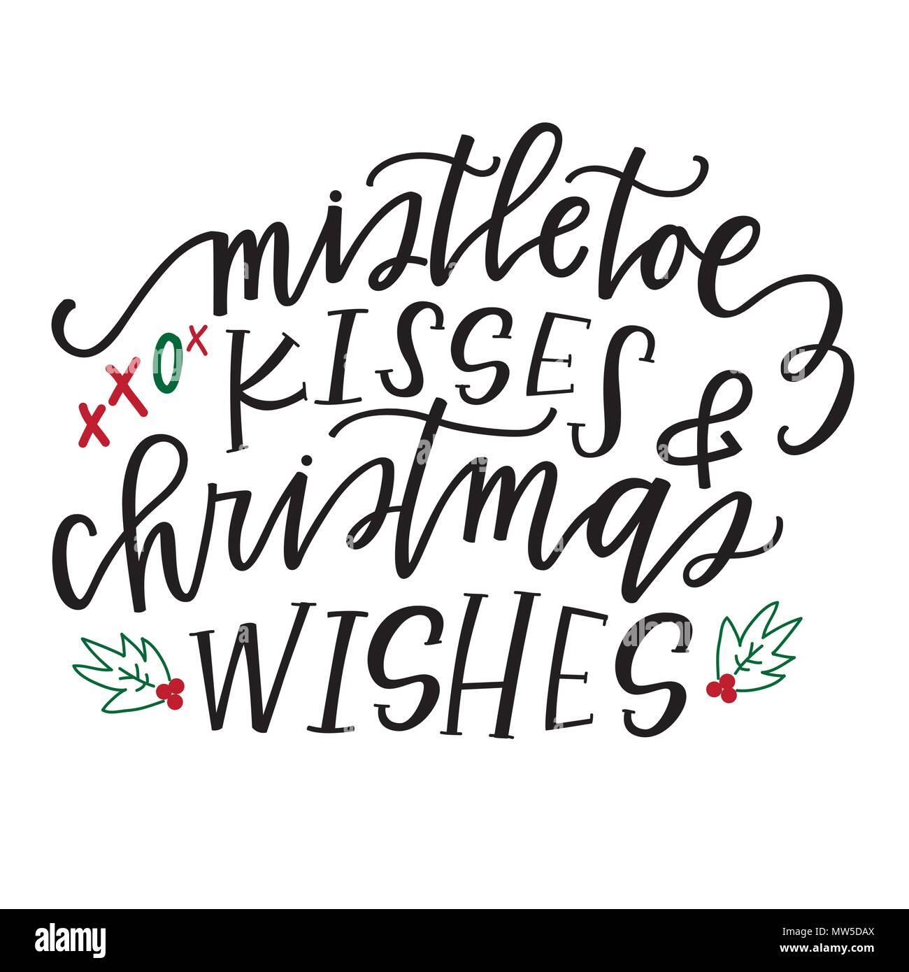 Mistletoe kisses et souhaits de Noël Illustration de Vecteur